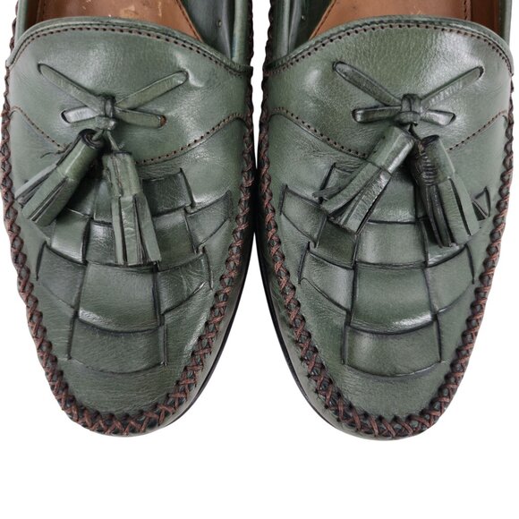 Bragano Cole Haan Mens 8.5D Olive Green Leather Woven Loafers Dress Shoes Rare - Picture 5 of 13
